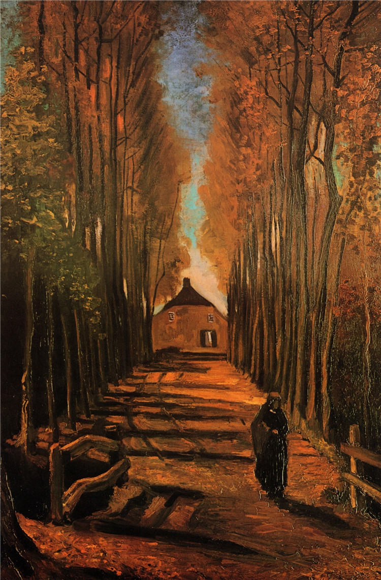 Avenue Of Poplars In Autumn Van Gogh Oil Painting